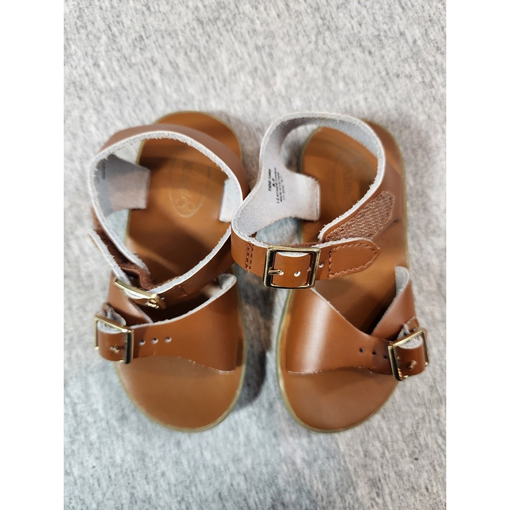 Footmates Tide-1003 Sandals Kids Size 8 Tan Brown Good Leather Buckle Strap
